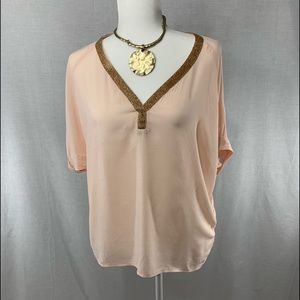 Juicy Couture pink blouse with rose gold trim sz S
